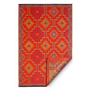 Oranžovo-fialový obojstranný vonkajší koberec z recyklovaného plastu Fab Hab Lhasa Orange & Violet