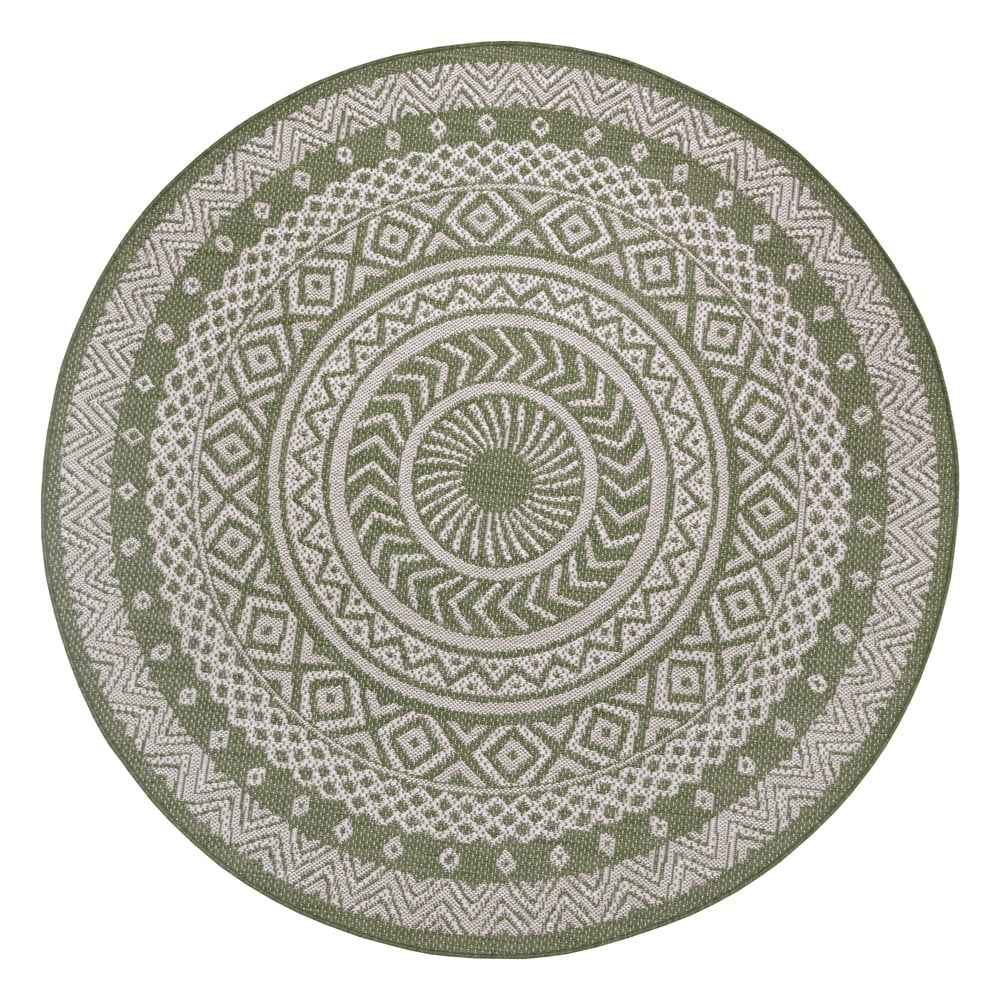 Zeleno-béžový vonkajší koberec Ragami Round