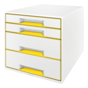 Bielo-žltý zásuvkový box Leitz WOW CUBE