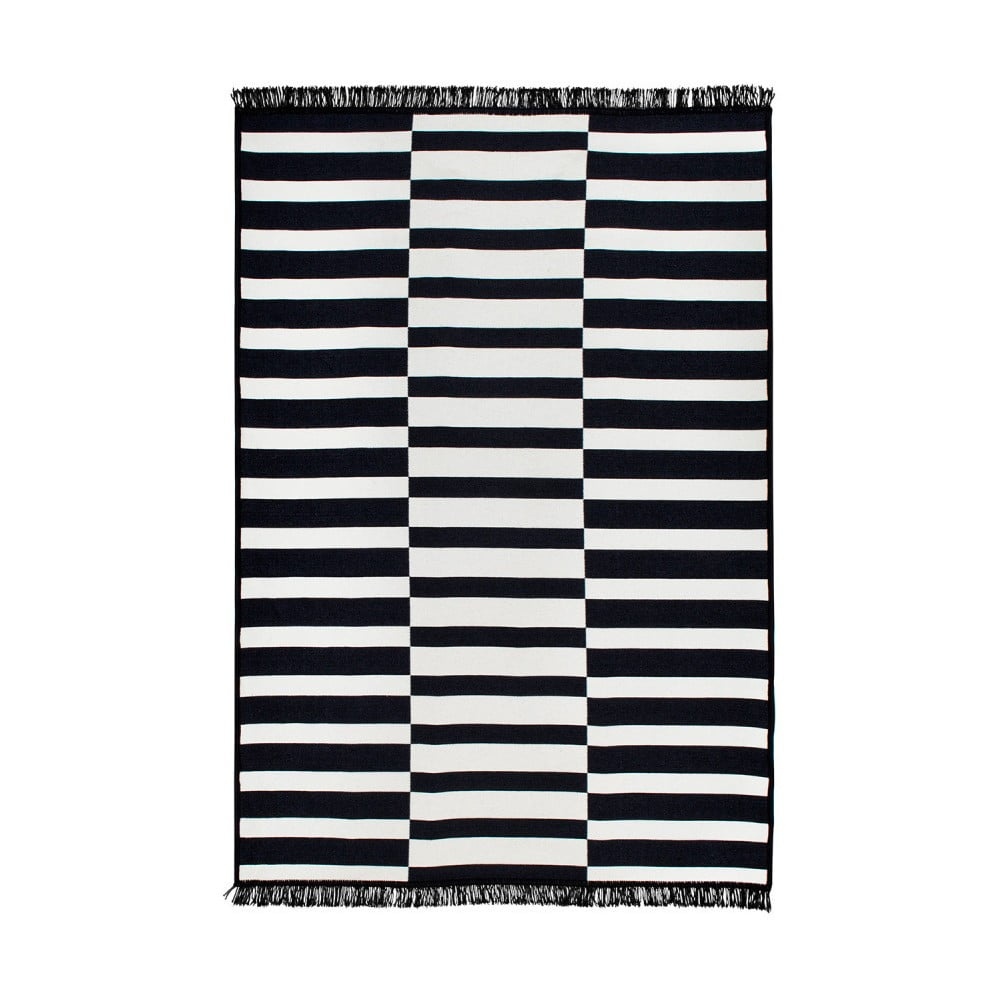 Čierno-biely obojstranný koberec Poros