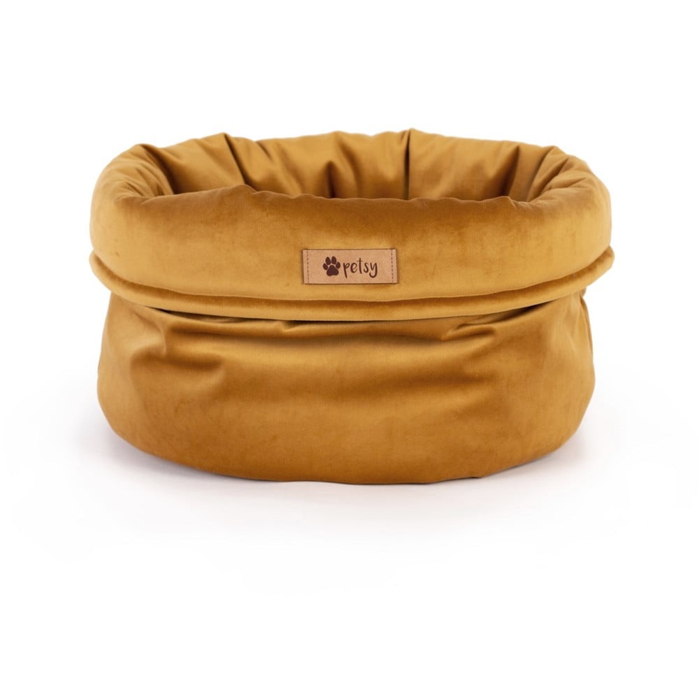 Zamatový pelech v zlatej farbe ø 40 cm Basket Royal - Petsy