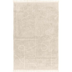 Béžový ručne tkaný bavlnený koberec Westwing Collection Lines