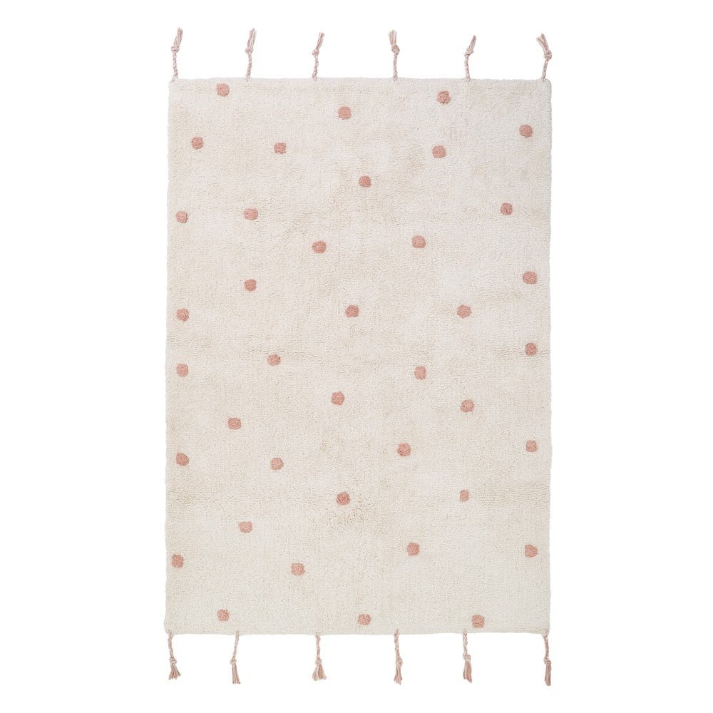 Béžovo-ružový ručne vyrobený koberec z bavlny Nattiot Numi