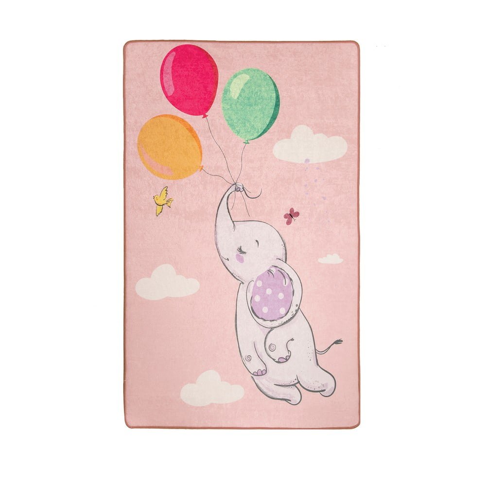 Ružový detský protišmykový koberec Chilam Balloons