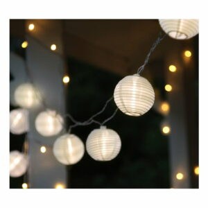 Biela svetelná LED reťaz s lampiónmi vhodná do exteriéru Star Trading Festival