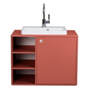Červená skrinka s umývadlom bez batérie 80x62 cm Color Bath - Tom Tailor for Tenzo