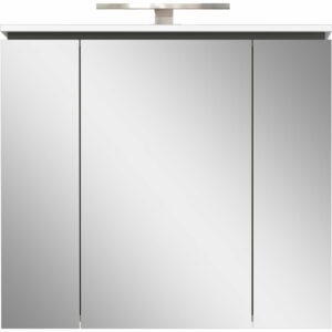 Biela kúpeľňová skrinka so zrkadlom a osvetlením 76x74 cm Modesto – Germania