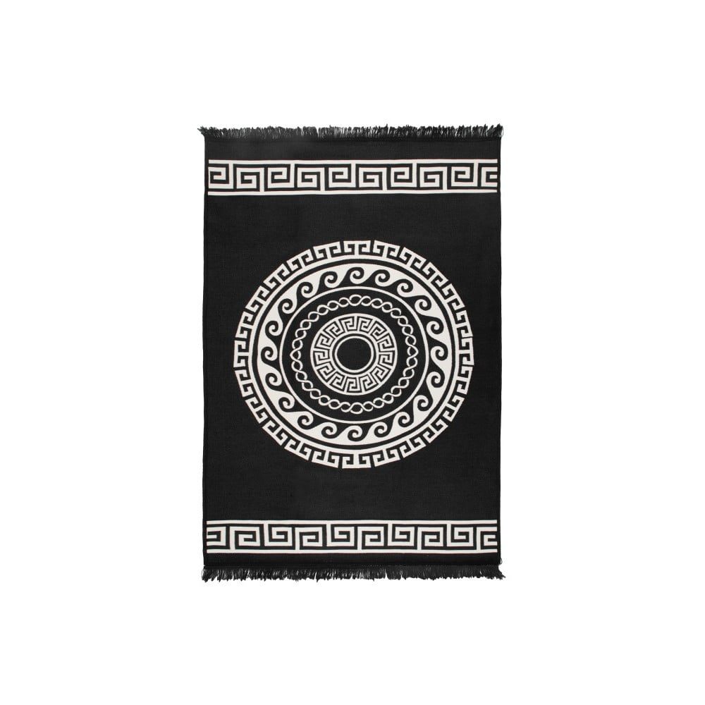 Béžovo-čierny obojstranný koberec Mandala