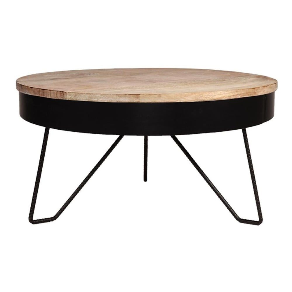 Čierny konferenčný stolík s doskou z mangového dreva LABEL51 Saran