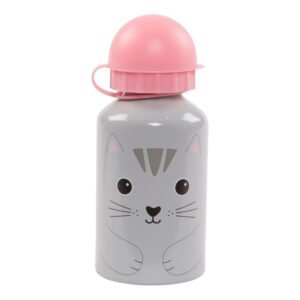 Sivo-ružová fľaša na vodu Sass & Belle Nori Cat