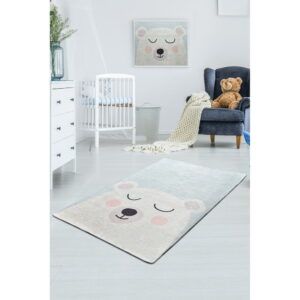 Bielo-modrý detský protišmykový koberec Chilam Baby Bear