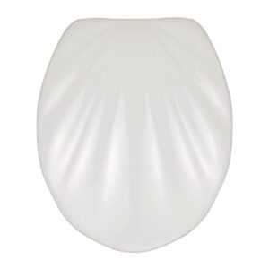 Biele WC sedadlo s jednoduchým zatváraním Wenko Premium Sea Shell