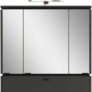 Antracitovosivá kúpeľňová skrinka so zrkadlom a osvetlením 79x80 cm Modesto – Germania