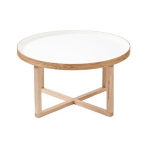 Okrúhly stolík s bielou doskou z dubového dreva Wireworks Round