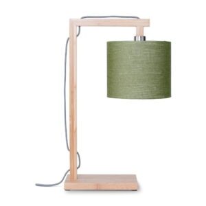Stolová lampa so zeleným tienidlom a konštrukciou z bambusu Good&Mojo Himalaya