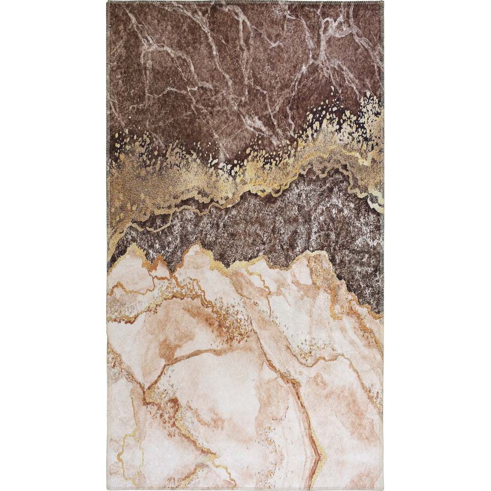 Koňakovohnedo-krémový prateľný koberec 180x120 cm - Vitaus