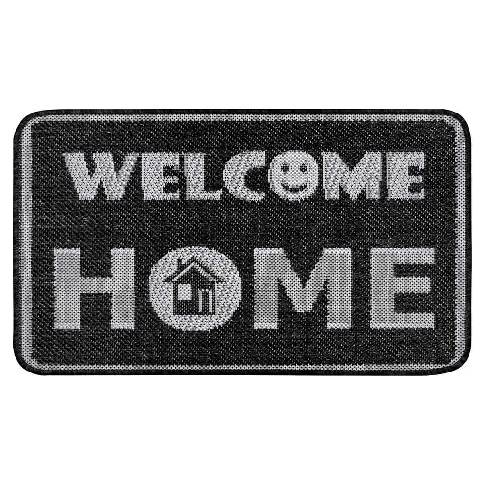 Antracitovosivá rohožka Hanse Home Weave Smiley Welcome