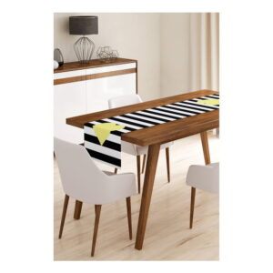 Behúň na stôl z mikrovlákna Minimalist Cushion Covers Stripes with Yellow Heart