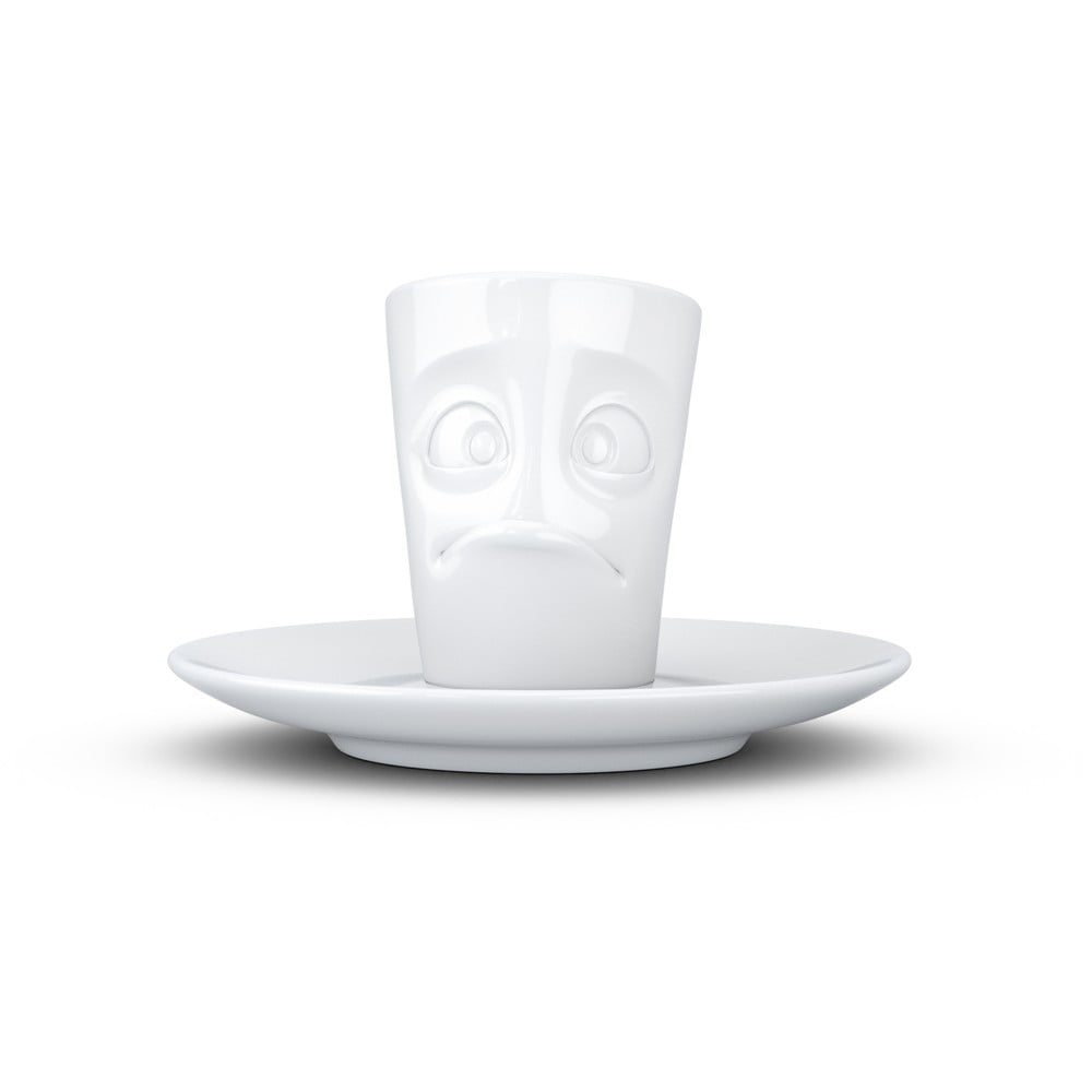 Biela sklamaná porcelánová šálka na espresso s tanierikom 58products