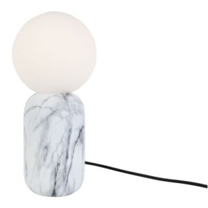 Biela stolová lampa v mramorovom dekore Leitmotiv Gala