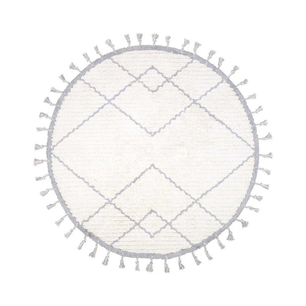 Bielo-sivý bavlnený ručne vyrobený koberec Nattiot Come