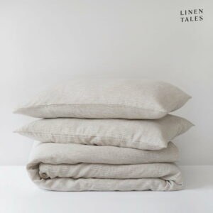 Bielobéžové predĺžené ľanové obliečky na dvojlôžko 200x220 cm – Linen Tales