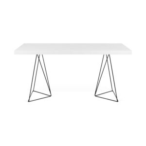 Biely jedálenský stôl s kovovými nohami TemaHome Trestle
