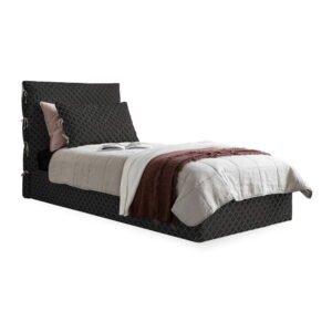 Čierna čalúnená jednolôžková posteľ s úložným priestorom s roštom 90x200 cm Sleepy Luna – Miuform