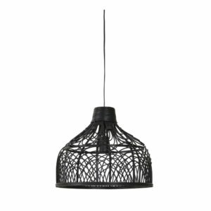 Čierne stropné svietidlo s ratanovým tienidlom ø 42 cm Pocita - Light & Living