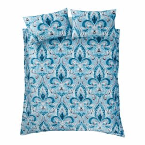 Modré damaškové obliečky na jednolôžko 135x200 cm Bridgeton - Catherine Lansfield