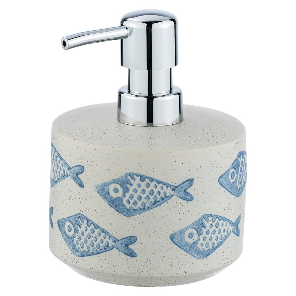 Modro-biely keramický dávkovač na mydlo Wenko Aquamarin