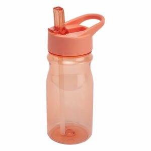 Oranžová fľaša s vrchnákom a slamkou Addis Bottle Coral