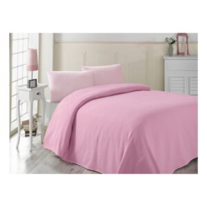 Ružová ľahká prikrývka cez posteľ Pembe
