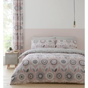 Ružovo-sivé posteľné obliečky Catherine Lansfield Annika