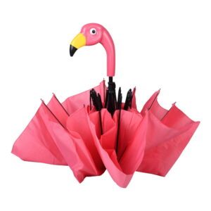 Ružový skladací dáždnik Esschert Design Flamingo