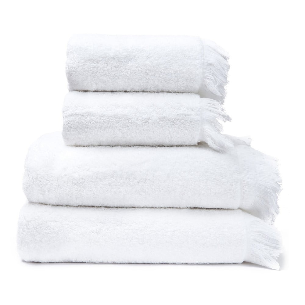 Sada 2 bielych uterákov a 2 osušiek zo 100% bavlny Bonami Selection