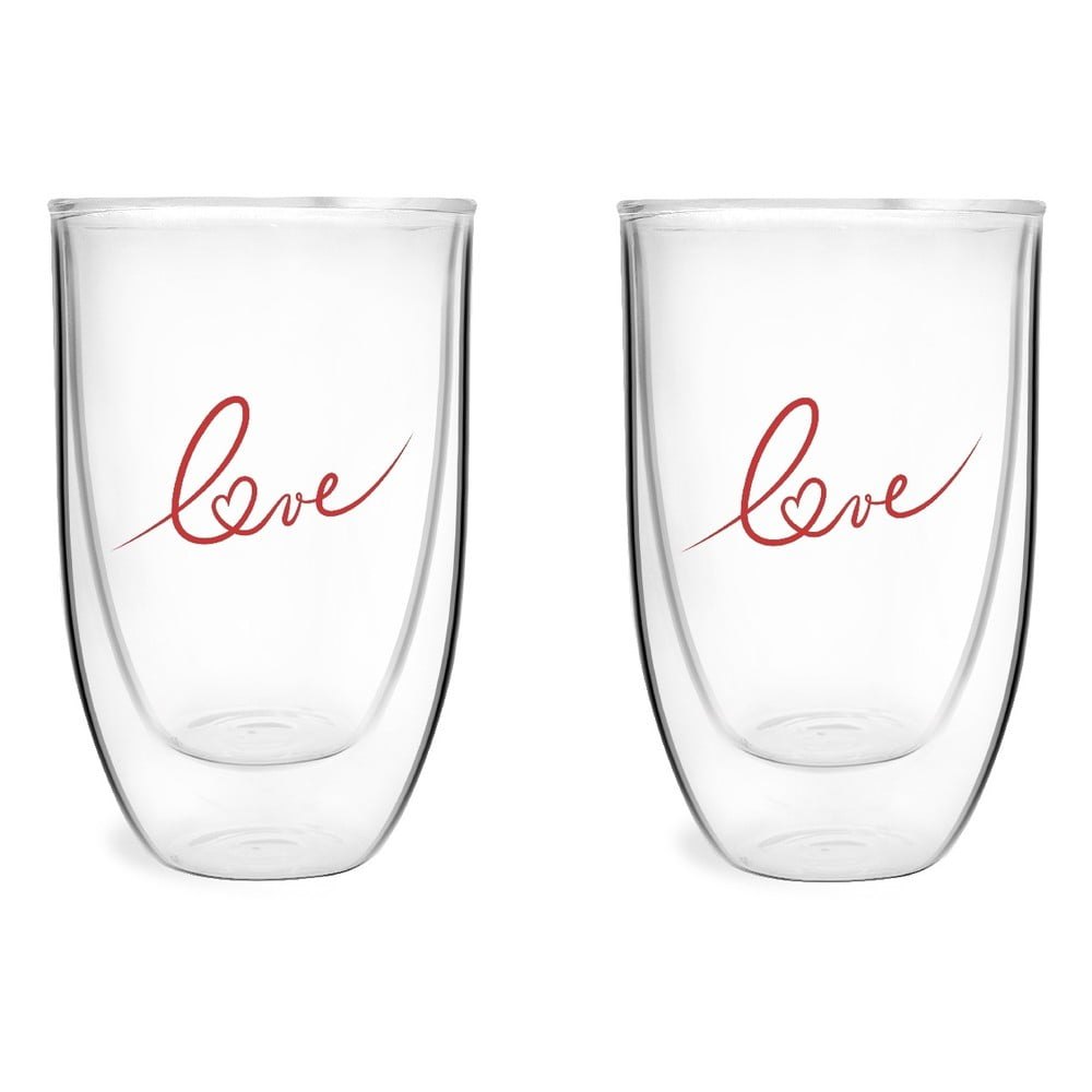 Sada 2 pohárov z dvojstenného skla s potlačou Love Vialli Design