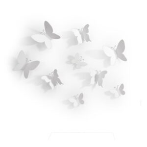 Sada 9 bielych nástenných 3D dekorácií Umbra Butterflies