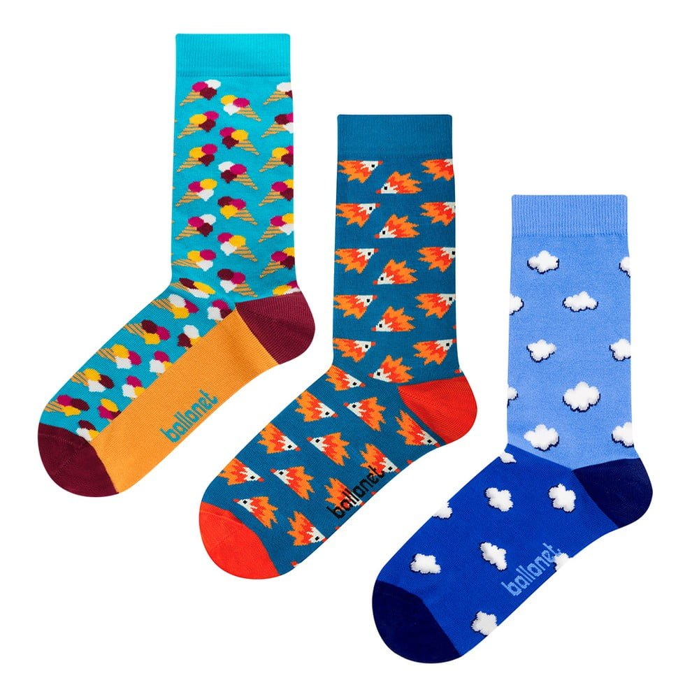Set 3 párov ponožiek Ballonet Socks Novelty Blue v darčekovom balení