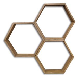 Súprava 3 drevených nástenných políc Bee
