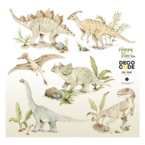 Súprava nástenných detských samolepiek s motívmi dinosaura Dekornik Happy Dino