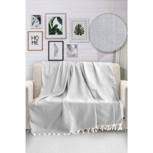 Svetlosivý bavlnený pléd cez posteľ Viaden HN