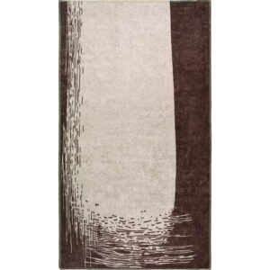 Tmavohnedo-krémový prateľný koberec 150x80 cm - Vitaus