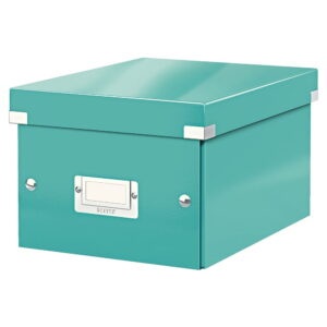 Tyrkysovozelený kartónový úložný box s vekom Click&Store - Leitz