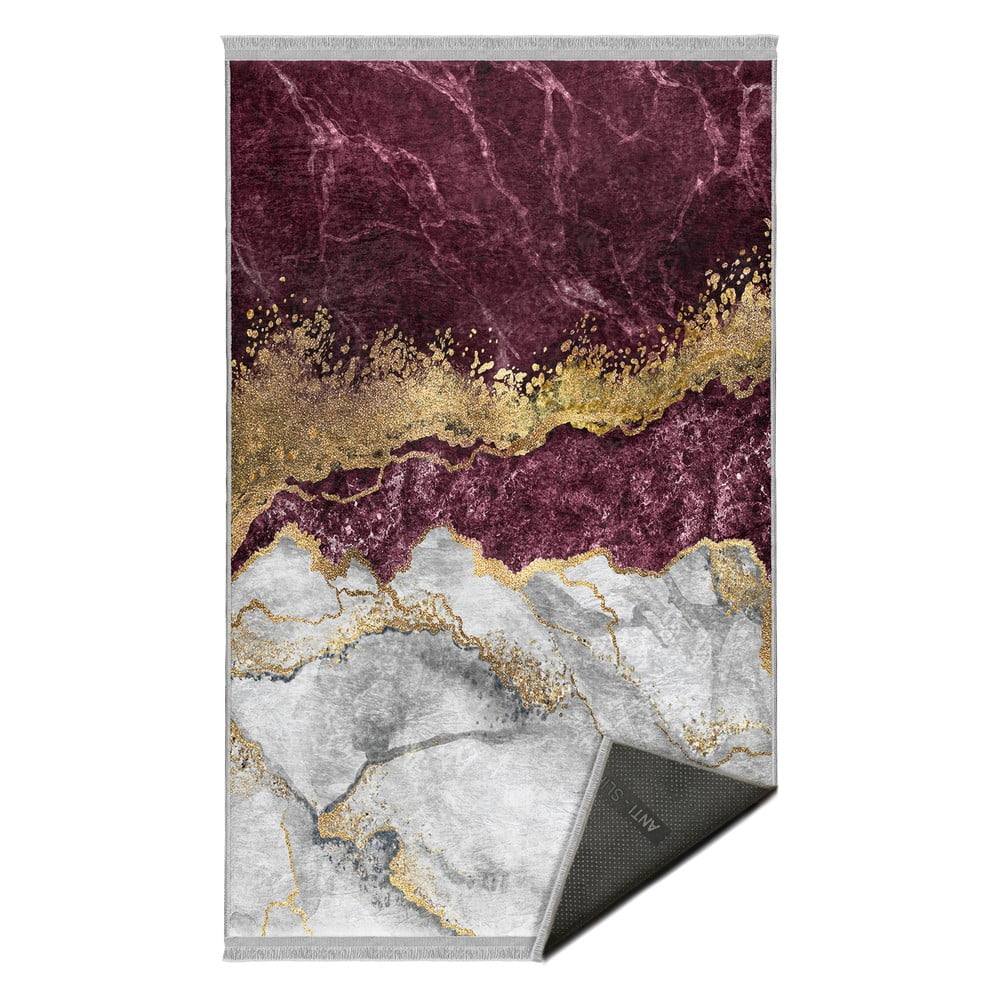 Vínovočervený/biely umývateľný koberec 160x230 cm – Mila Home
