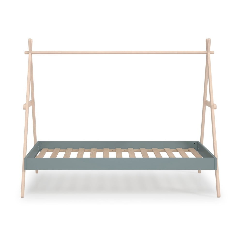Zelená/prírodná domčeková detská posteľ z borovicového dreva 90x200 cm Trufa – Marckeric