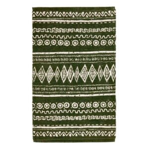 Zeleno-biely bavlnený koberec Webtappeti Ethnic