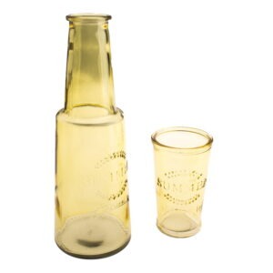 Žltá sklenená karafa s pohárom
