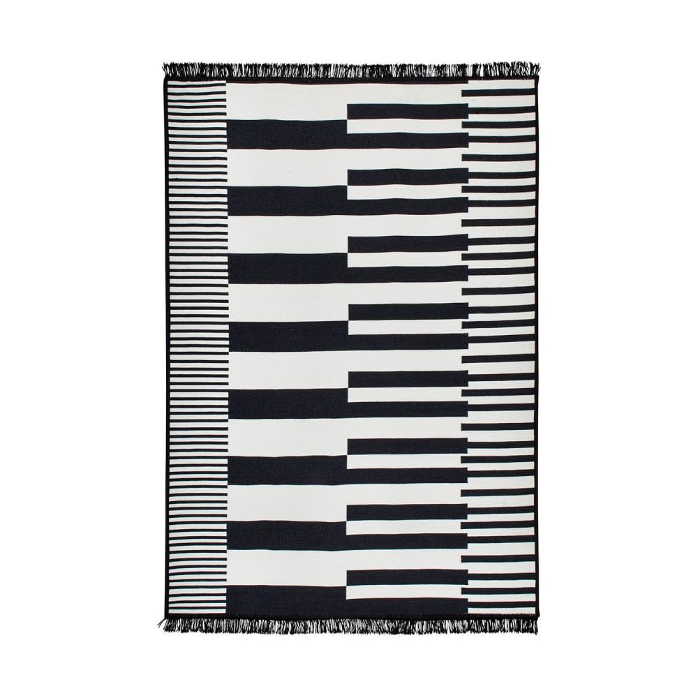 Čierno-biely obojstranný koberec Klotho