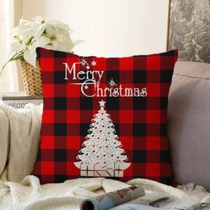 Vianočná žinylková obliečka na vankúš Minimalist Cushion Covers Christmas Tartan
